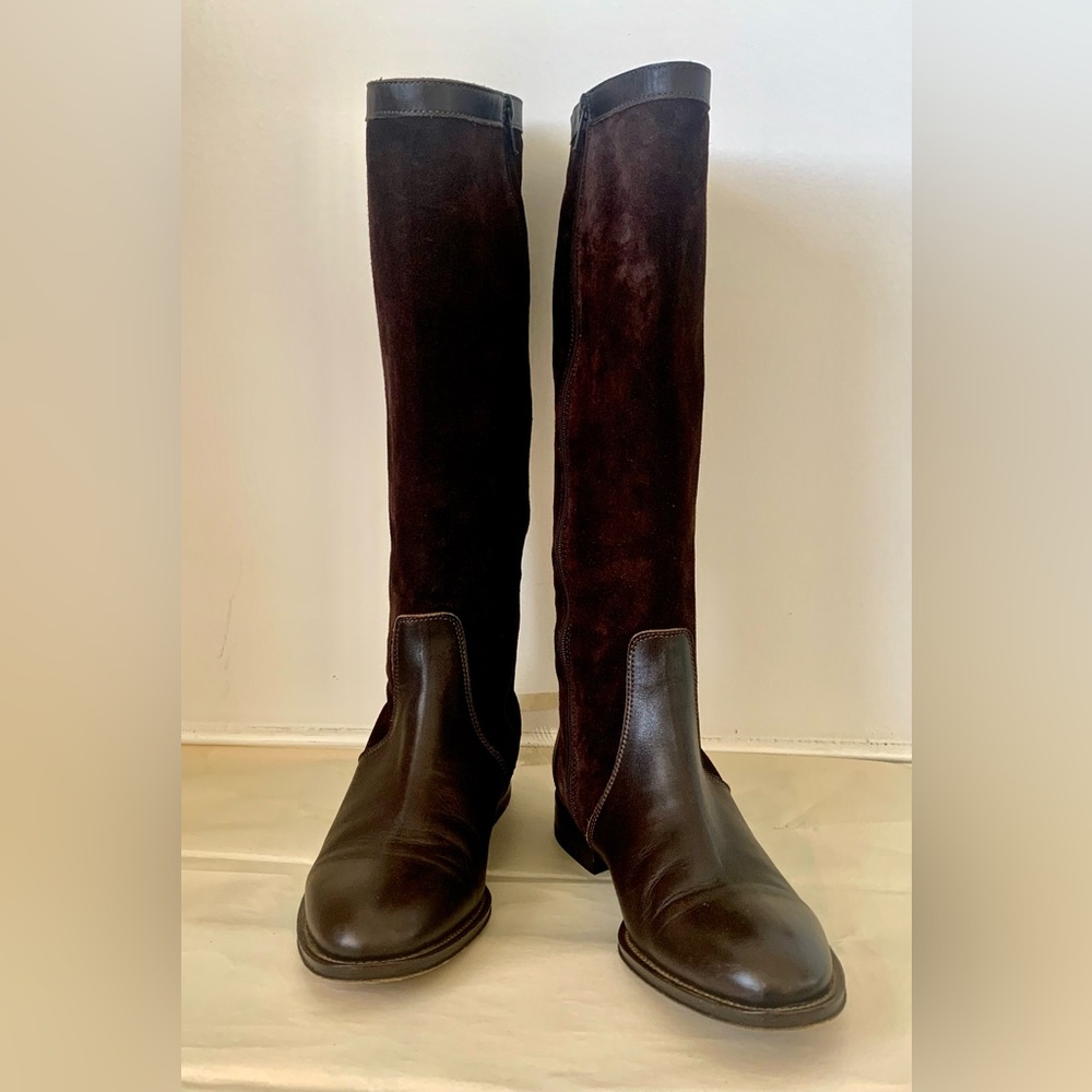 J Crew riding boot - gorgeous leather/suede. Brown, size 7.5M. Gently worn.